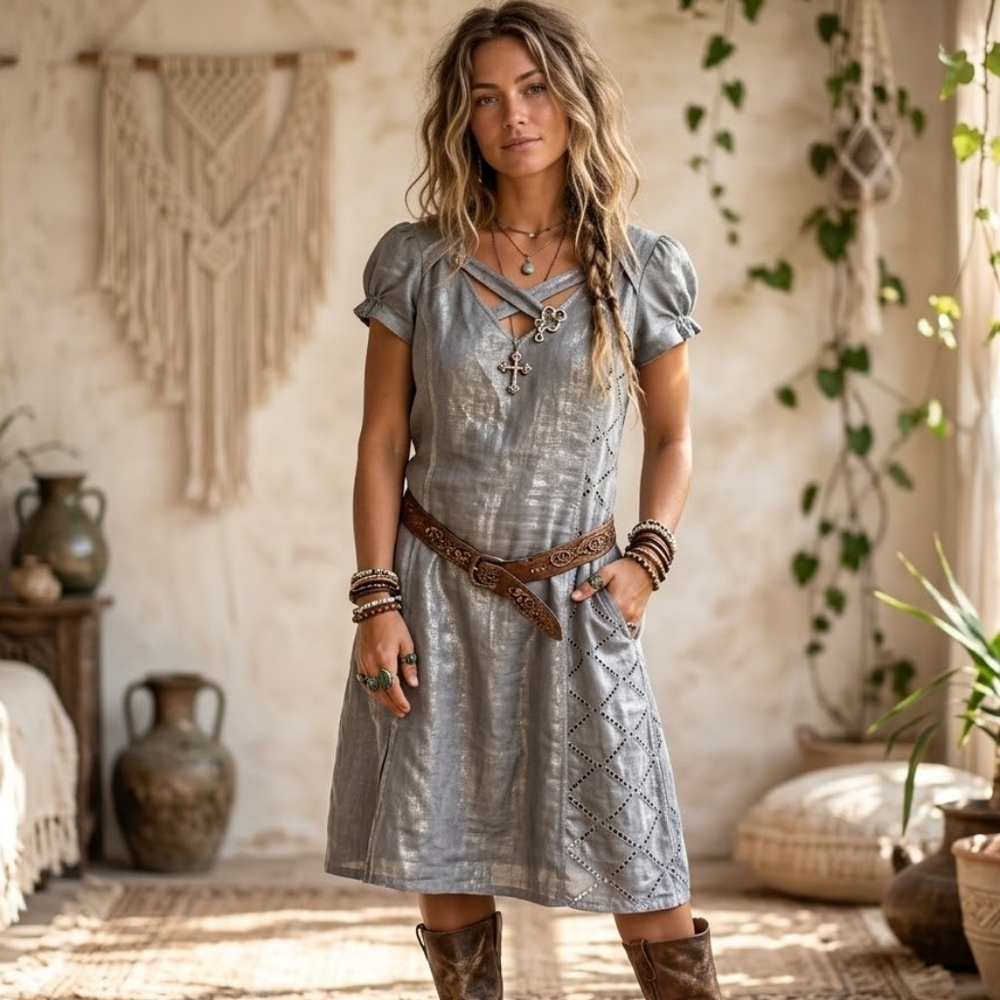 Elisa Cavaletti Linen Dress Size M